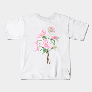 pink camellia  flowers  watercolor painting Kids T-Shirt